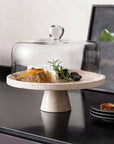 Manufacture Travertine Footed Serving Platter 24.5 cm