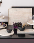 Manufacture Travertine Footed Serving Platter 24.5 cm