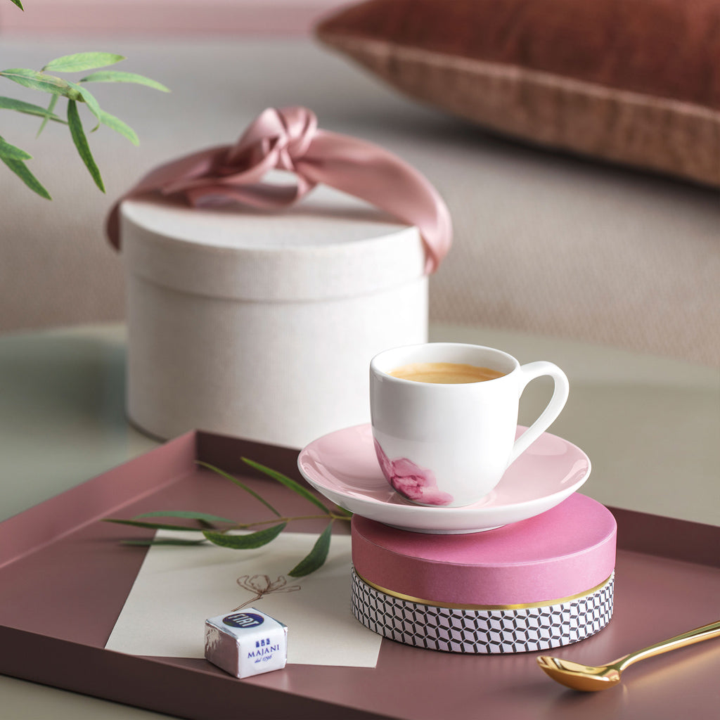 Rose Garden Saucer for Espresso Cup Pink