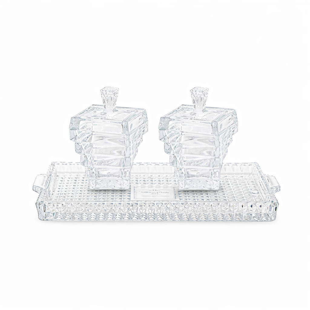 Spiral Crystal Rectangular Tray & Containers – 3-Piece Set