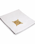 Azure Napkin White Linen Embroidery Gold 36.5x36.5cm