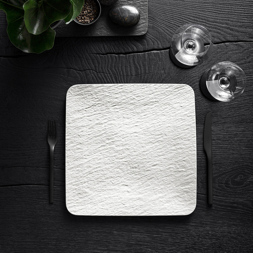 Manufacture Rock Blanc Square Serving Plate/Gourmet Plate 32,5 x 32,5cm