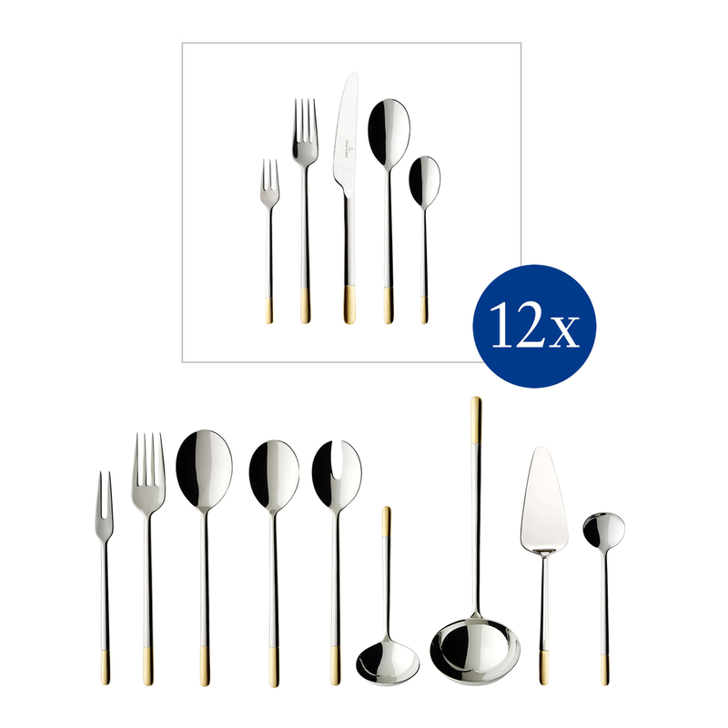 Ella Gold Cutlery Set 12 Person On 70 Pieces