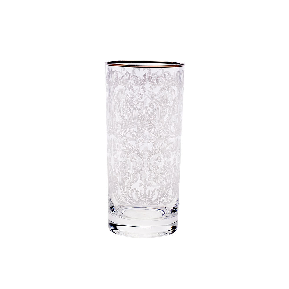Embroidery Silver Long Drink Glasses Set Of 6
