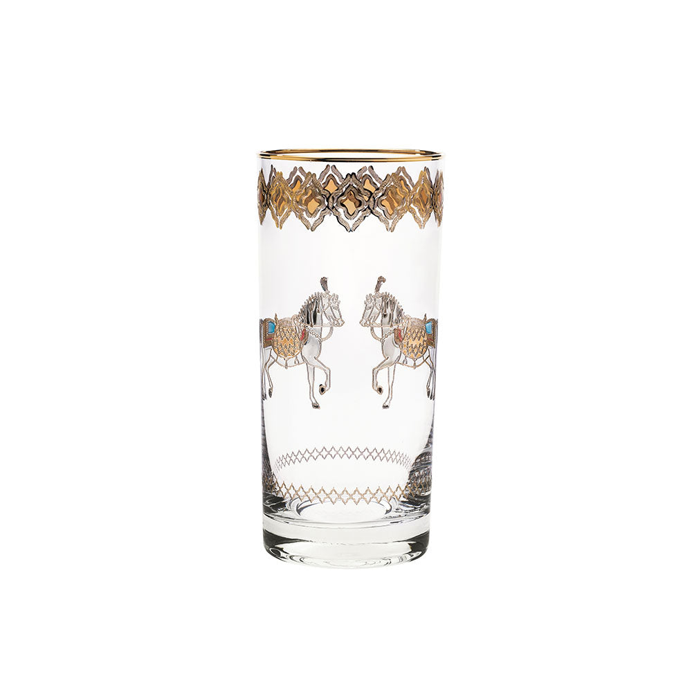 Horse Amber Long Drink Glasses Set Of 6