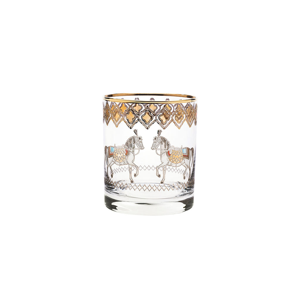 Horse Amber Short Drink Glasses Set Of 6
