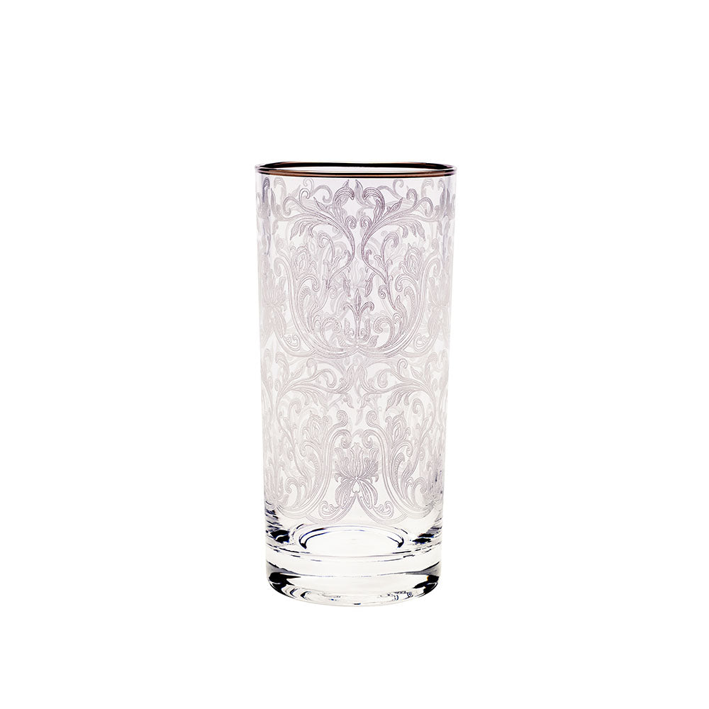 Embroidery Silver Long Drink Glasses Set Of 6