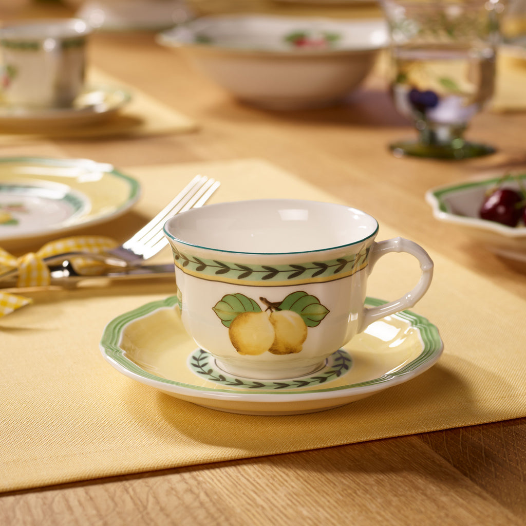 French Garden Coffee/Tea Cup with Saucer - Set of 6