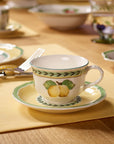 French Garden Coffee/Tea Cup with Saucer - Set of 6
