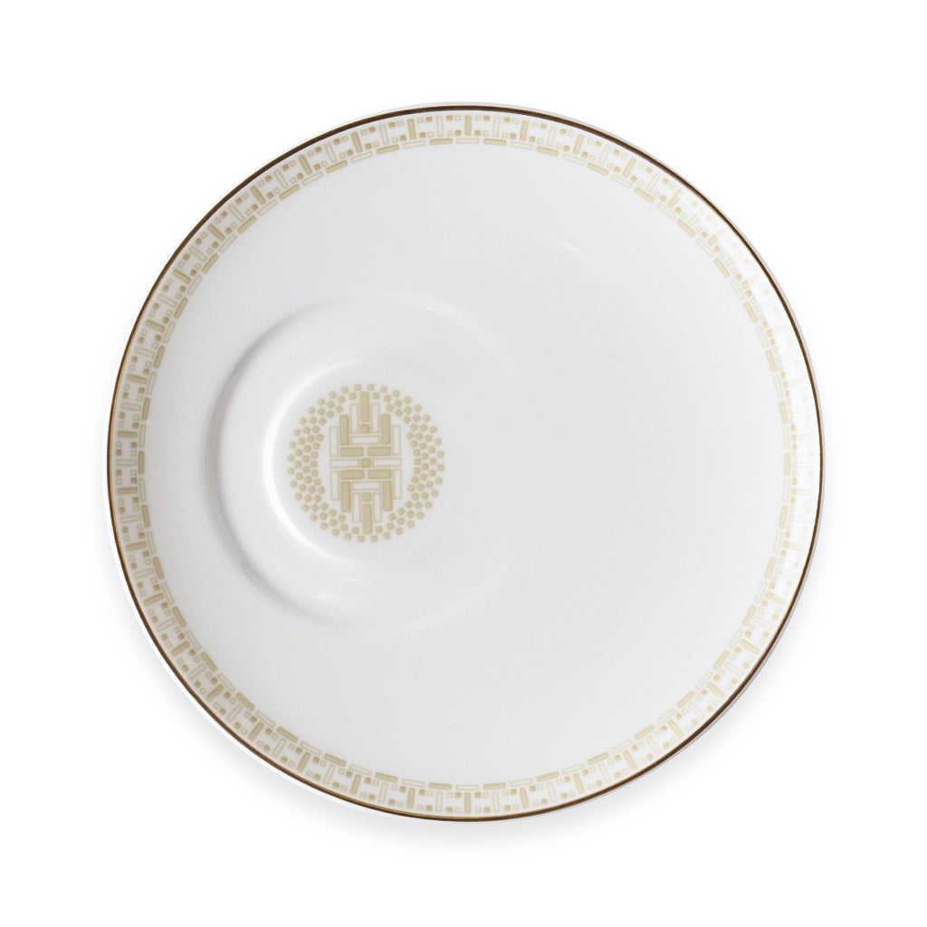 Geo Rose Beige &amp; Gold Coffee/Tea Cup Saucer 18.5 cm