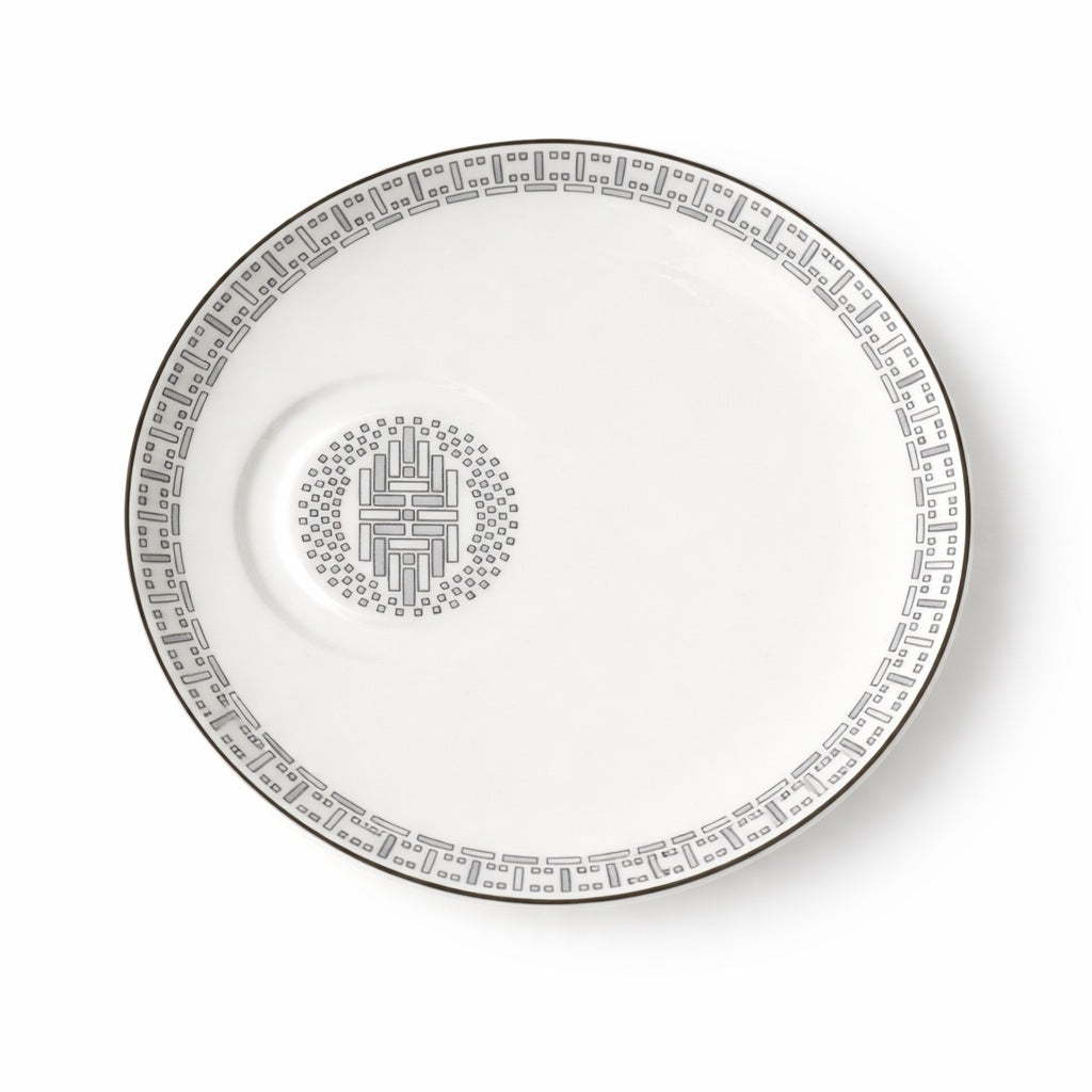 Geo Rose Grey &amp; Platinum Tea Set - 12 Pcs for 6 Person