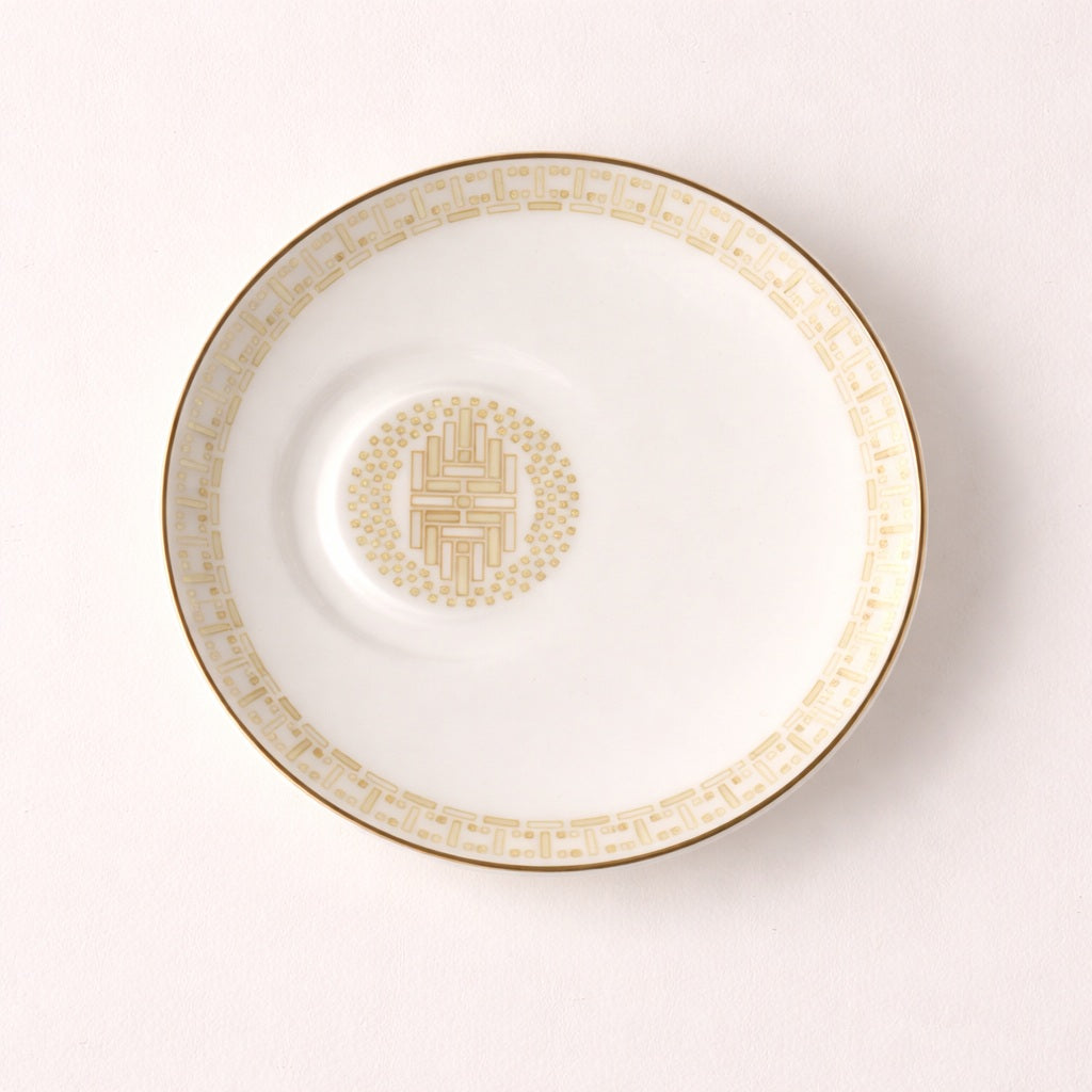 Geo Rose Beige &amp; Gold Espresso Cup Saucer 14.5 cm