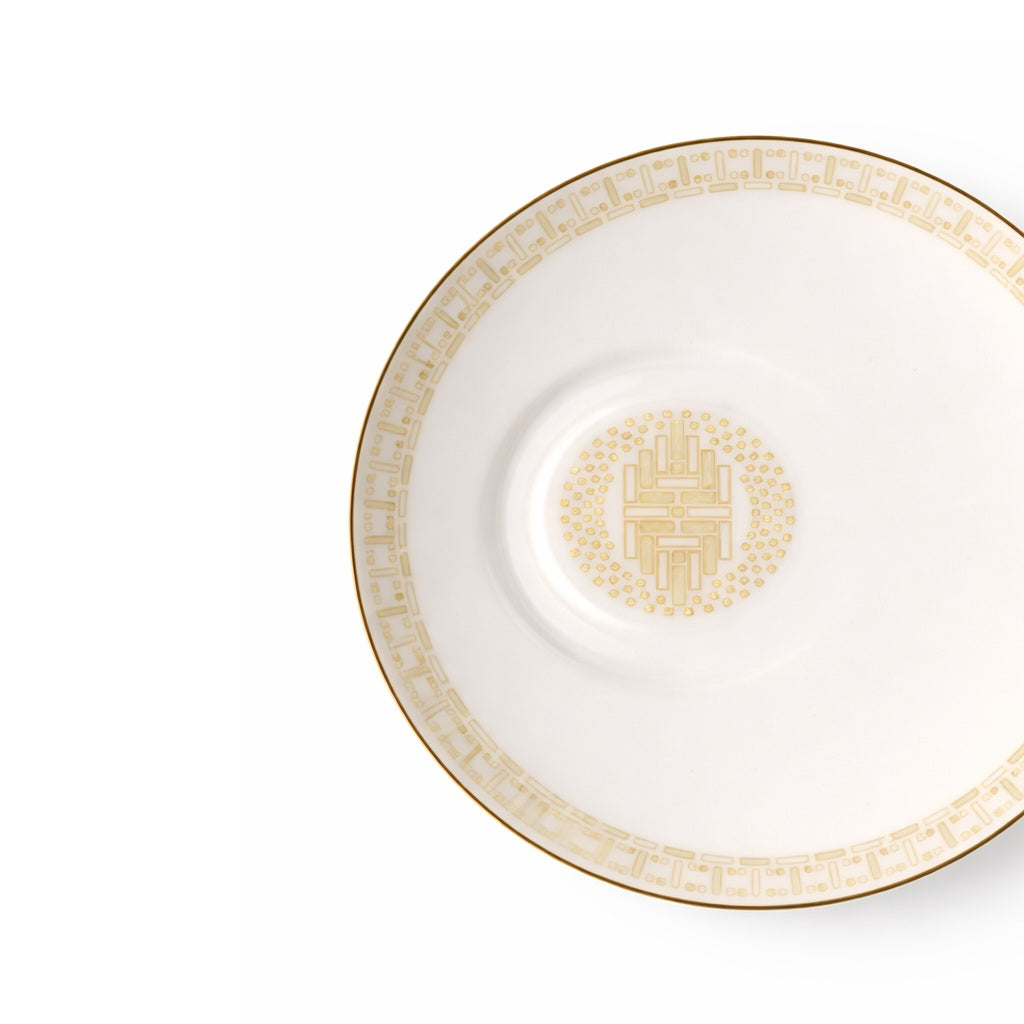 Geo Rose Beige &amp; Gold Espresso Cup Saucer 14.5 cm