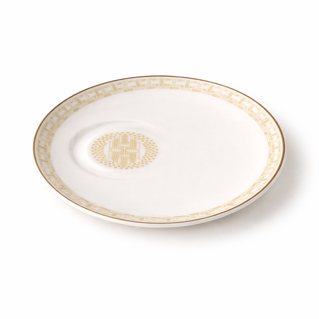 Geo Rose Beige &amp; Gold Espresso Cup Saucer 14.5 cm