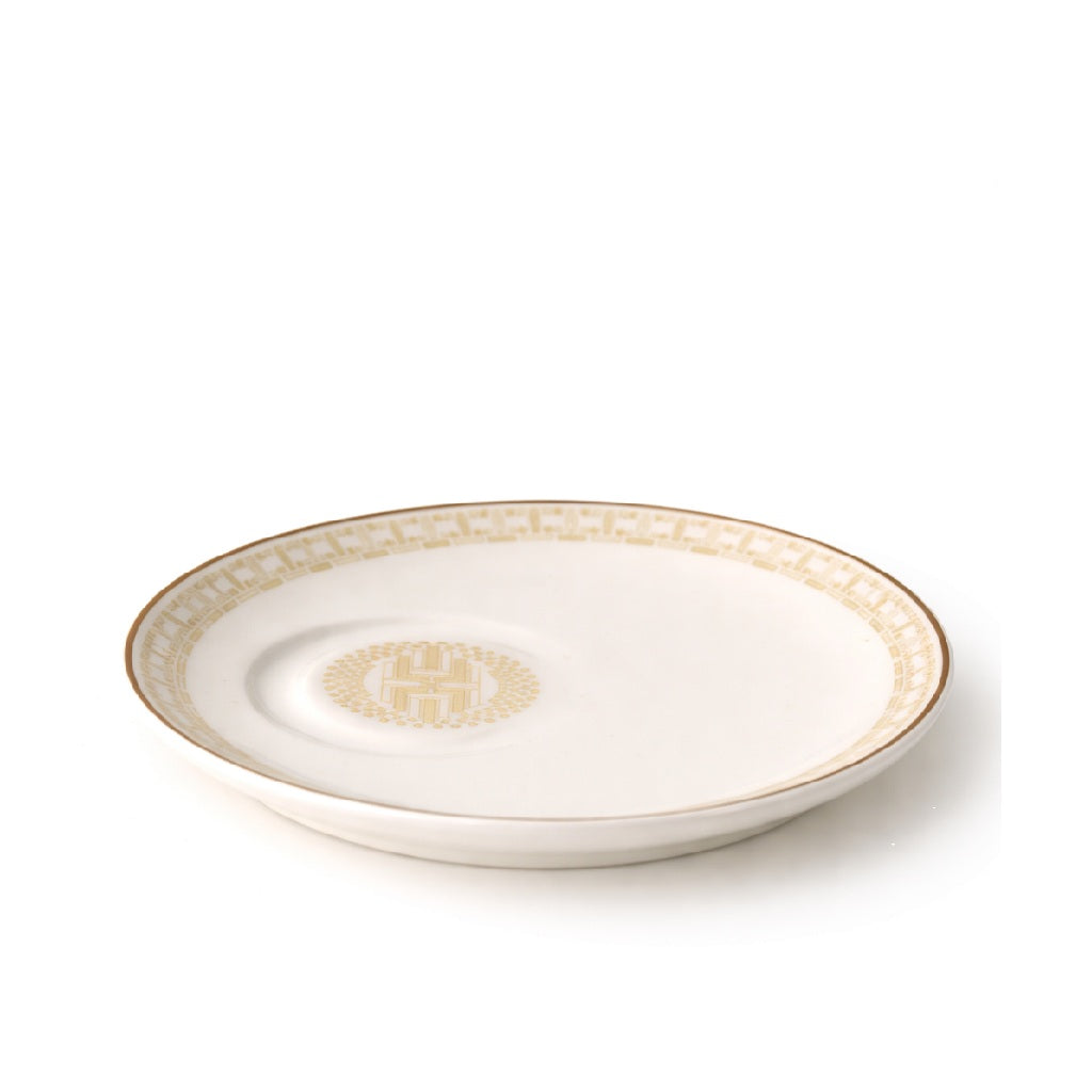 Geo Rose Beige &amp; Gold Espresso Cup Saucer 14.5 cm