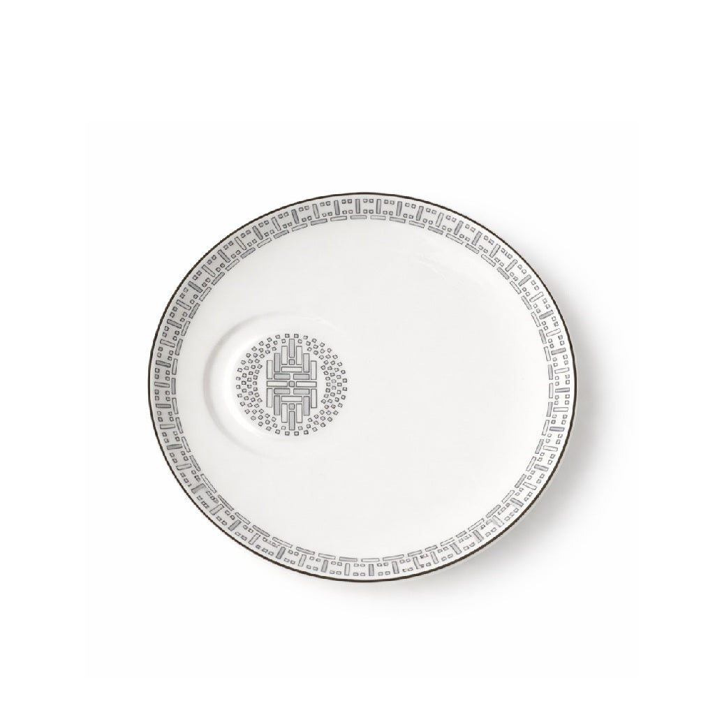 Geo Rose Grey &amp; Platinum Espresso Cup Saucer 14.5 cm