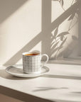 Geo Rose Grey & Platinum Espresso Cup Saucer 14.5 cm