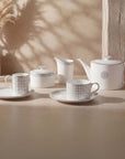 Geo Rose Grey & Platinum Espresso Cup Saucer 14.5 cm
