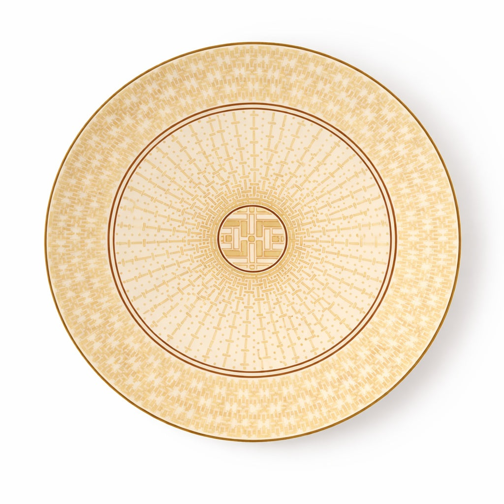 Geo Rose Beige &amp; Gold Coupe Plate 33 cm