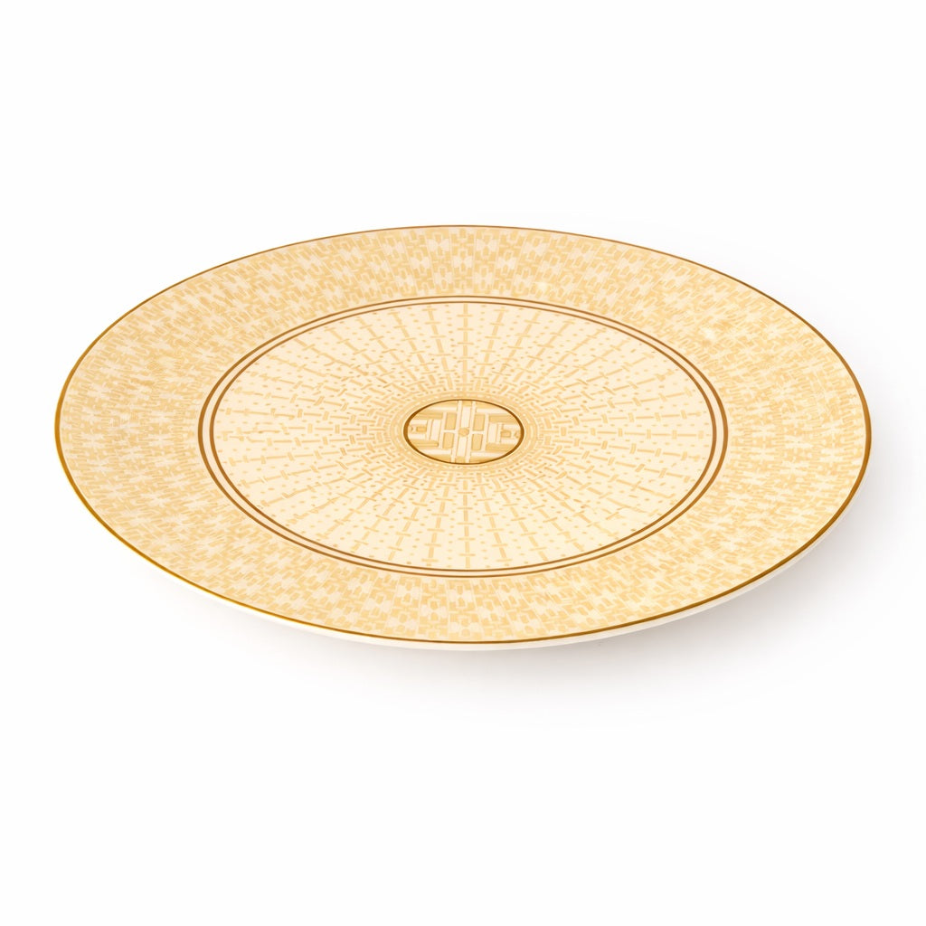 Geo Rose Beige &amp; Gold Coupe Plate 33 cm