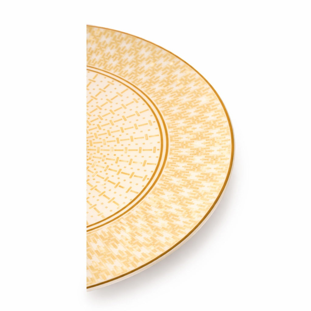 Geo Rose Beige &amp; Gold Coupe Plate 33 cm