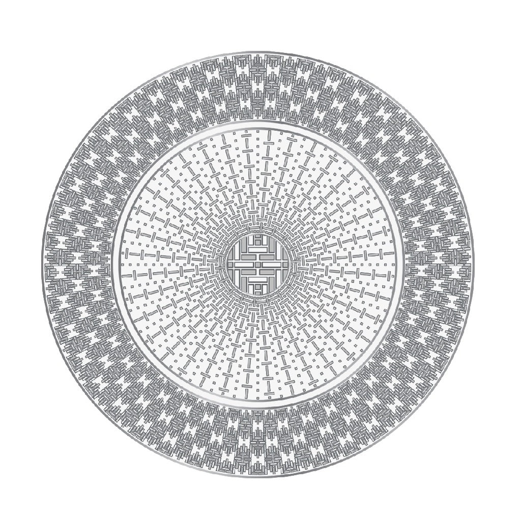 Geo Rose Grey &amp; Platinum Coupe Plate 33 cm