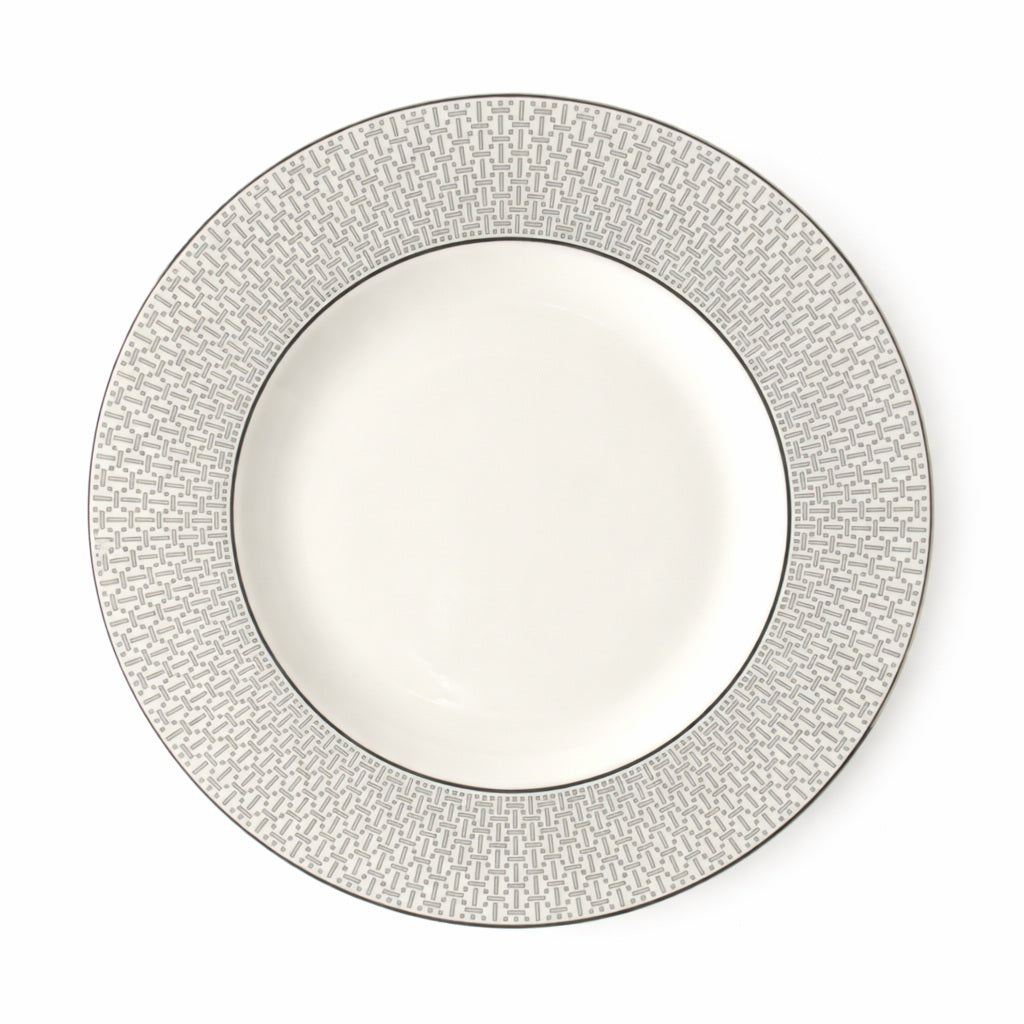 Geo Rose Grey &amp; Platinum Dinner Plate 28 cm