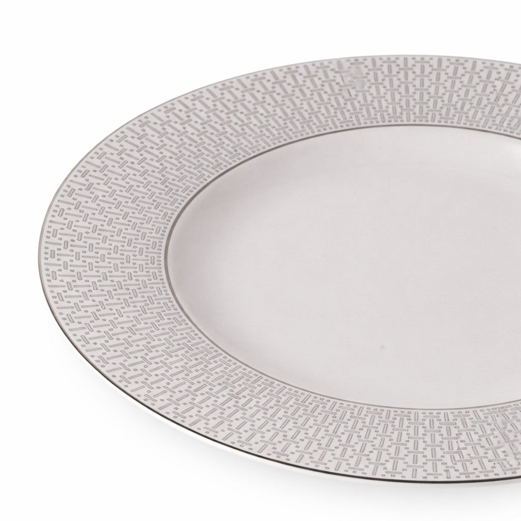 Geo Rose Grey &amp; Platinum Dinner Plate 28 cm