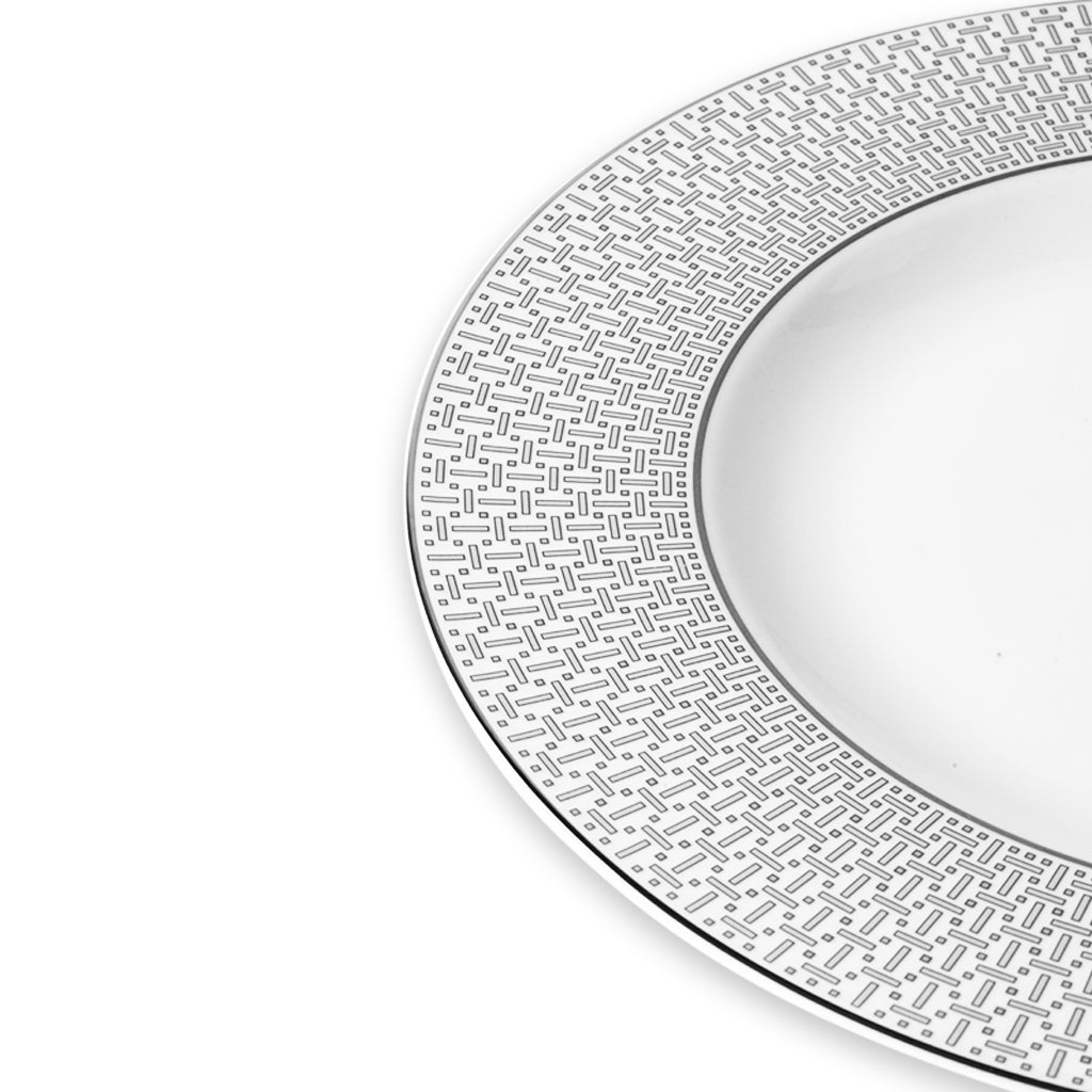 Geo Rose Grey &amp; Platinum Dinner Plate 28 cm