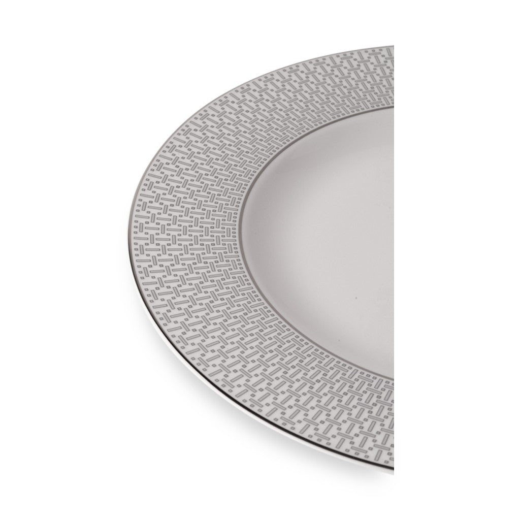 Geo Rose Grey &amp; Platinum Dinner Plate 28 cm