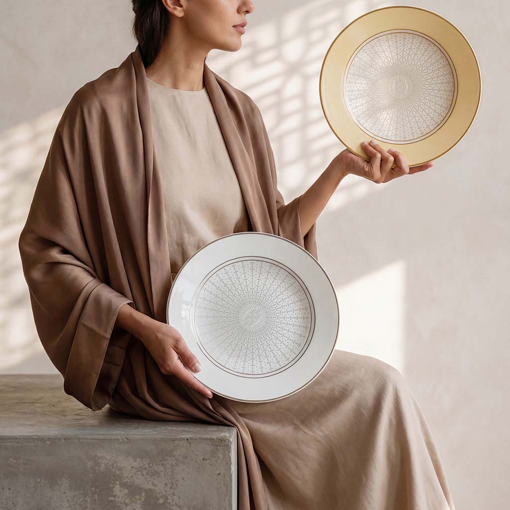 Geo Rose Beige &amp; Gold Salad Plate 22 cm