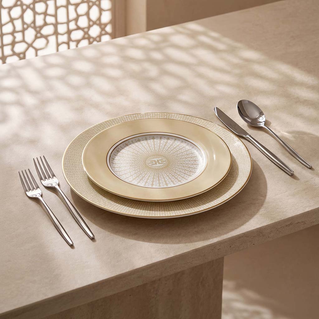 Geo Rose Beige &amp; Gold Salad Plate 22 cm