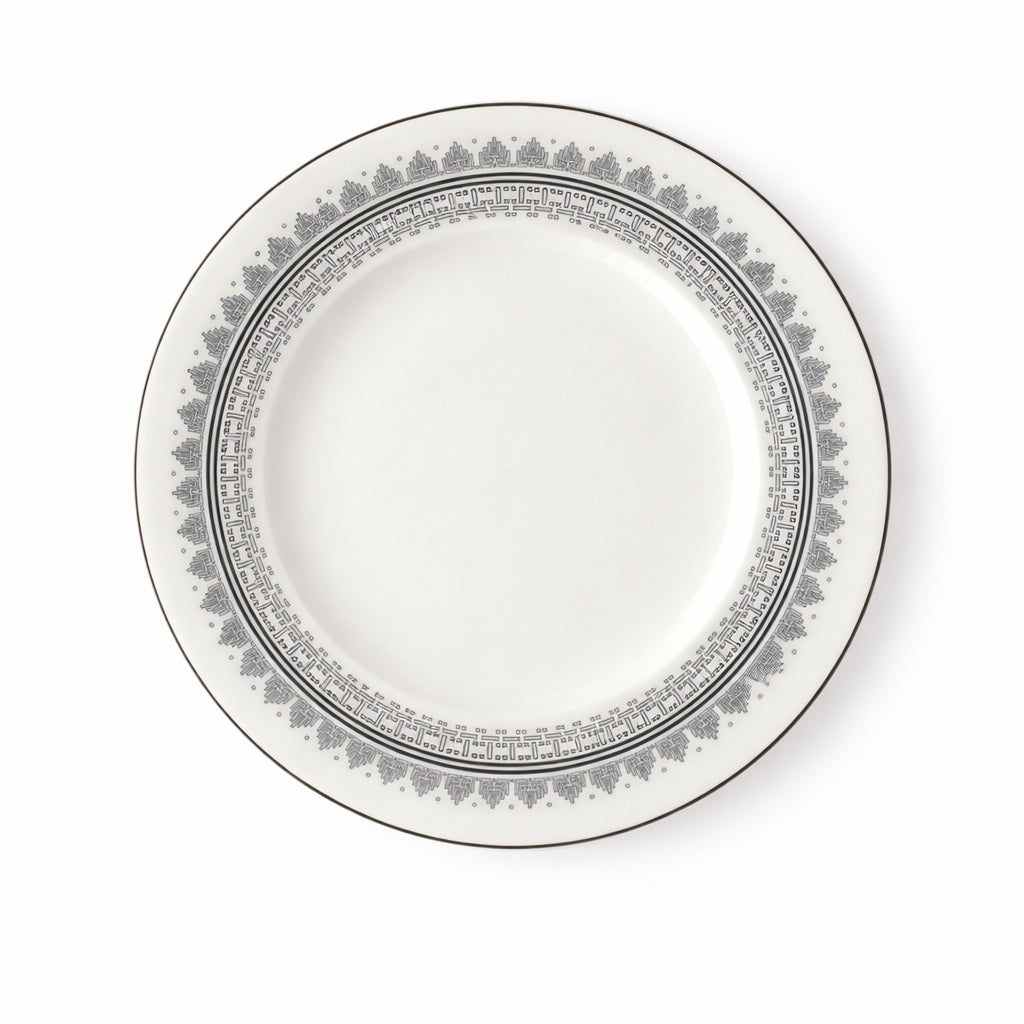 Geo Rose Grey &amp; Platinum Bread &amp; Butter Plate 16 cm