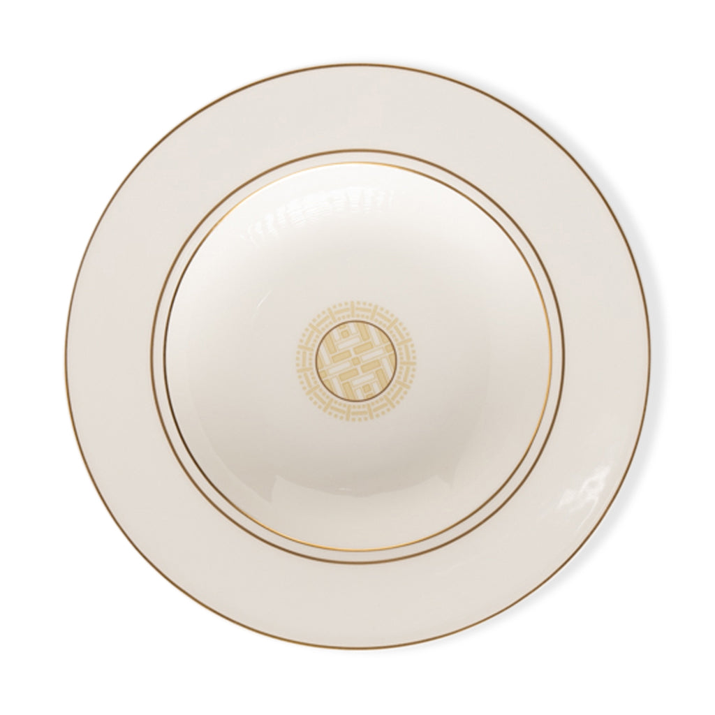 Geo Rose Beige &amp; Gold Deep/Soup Plate 24.5 cm