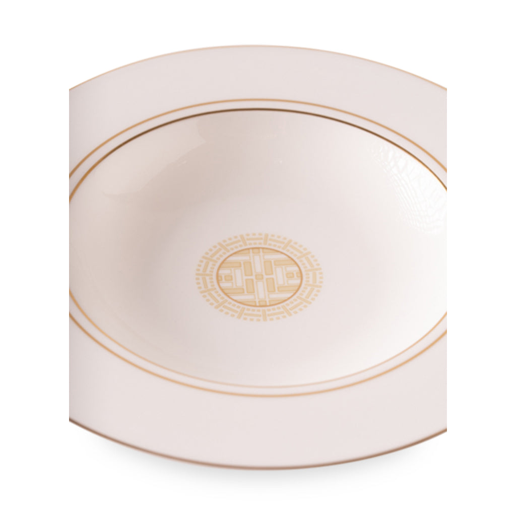 Geo Rose Beige &amp; Gold Deep/Soup Plate 24.5 cm