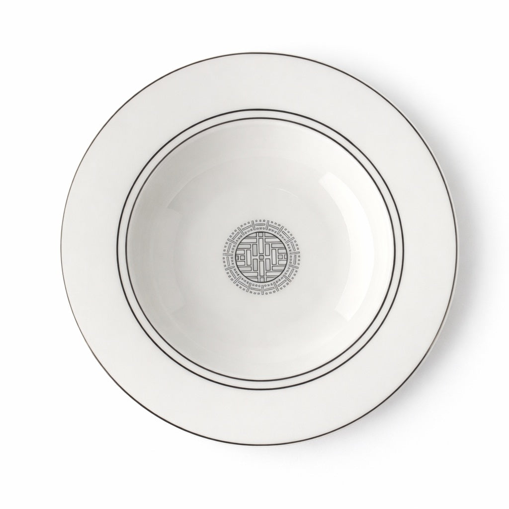 Geo Rose Grey &amp; Platinum Deep/Soup Plate 24.5 cm