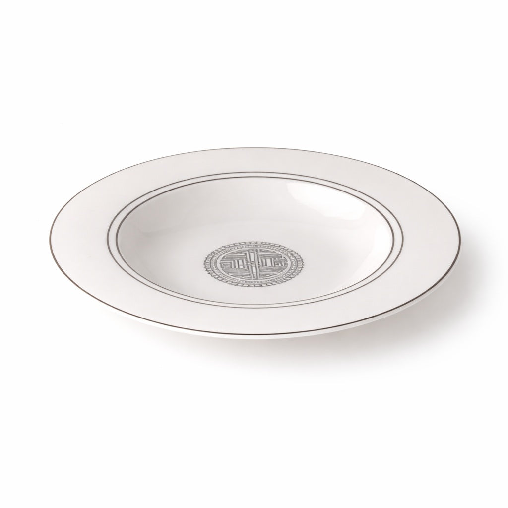 Geo Rose Grey &amp; Platinum Deep/Soup Plate 24.5 cm