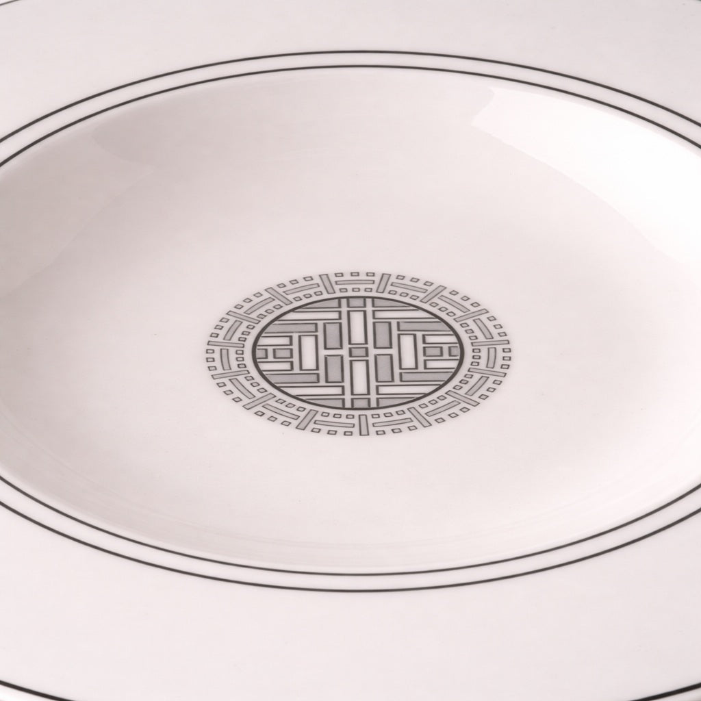 Geo Rose Grey &amp; Platinum Deep/Soup Plate 24.5 cm