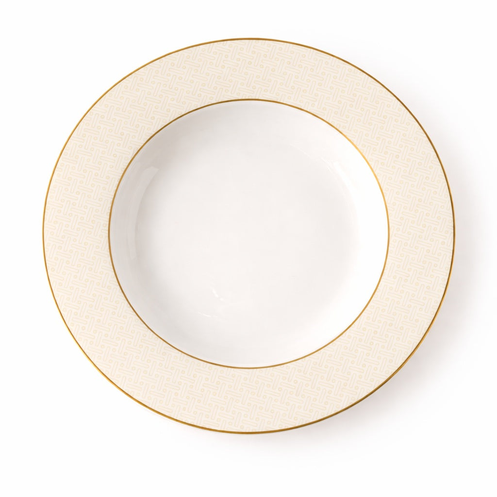 Geo Rose Beige &amp; Gold Deep Plate 29 cm
