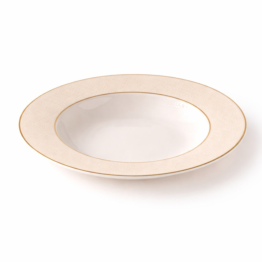 Geo Rose Beige &amp; Gold Deep Plate 29 cm