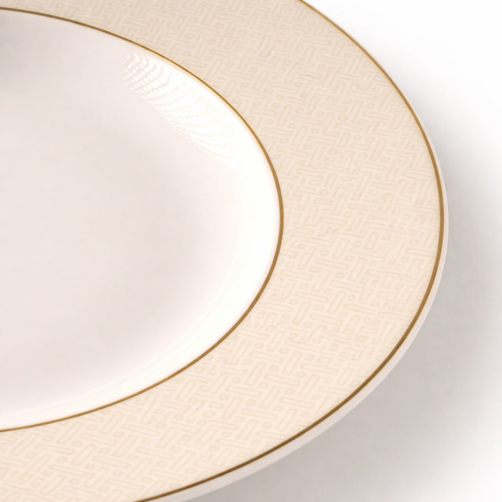 Geo Rose Beige &amp; Gold Deep Plate 29 cm