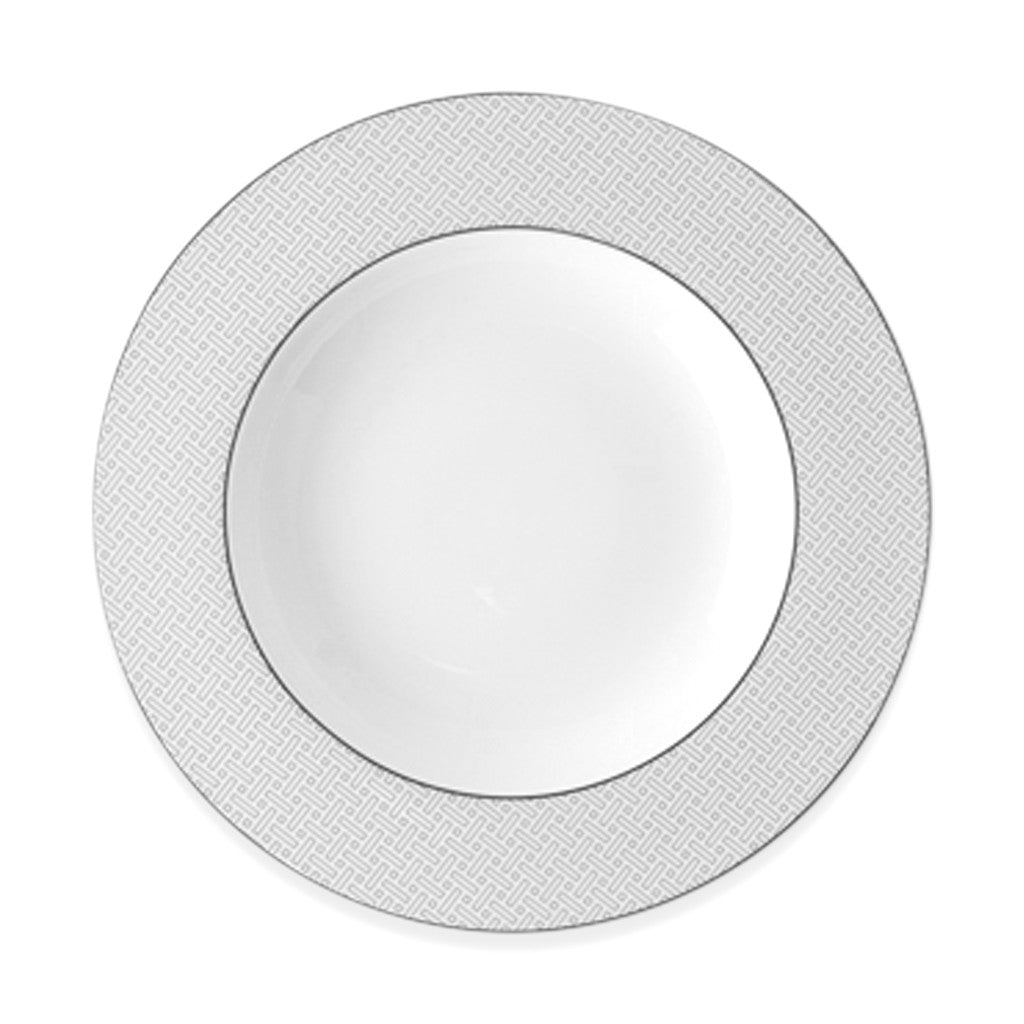 Geo Rose Grey &amp; Platinum Deep Plate 29 cm