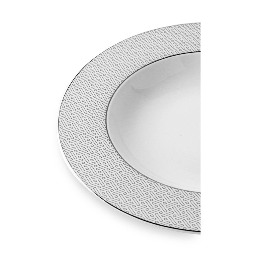 Geo Rose Grey &amp; Platinum Deep Plate 29 cm