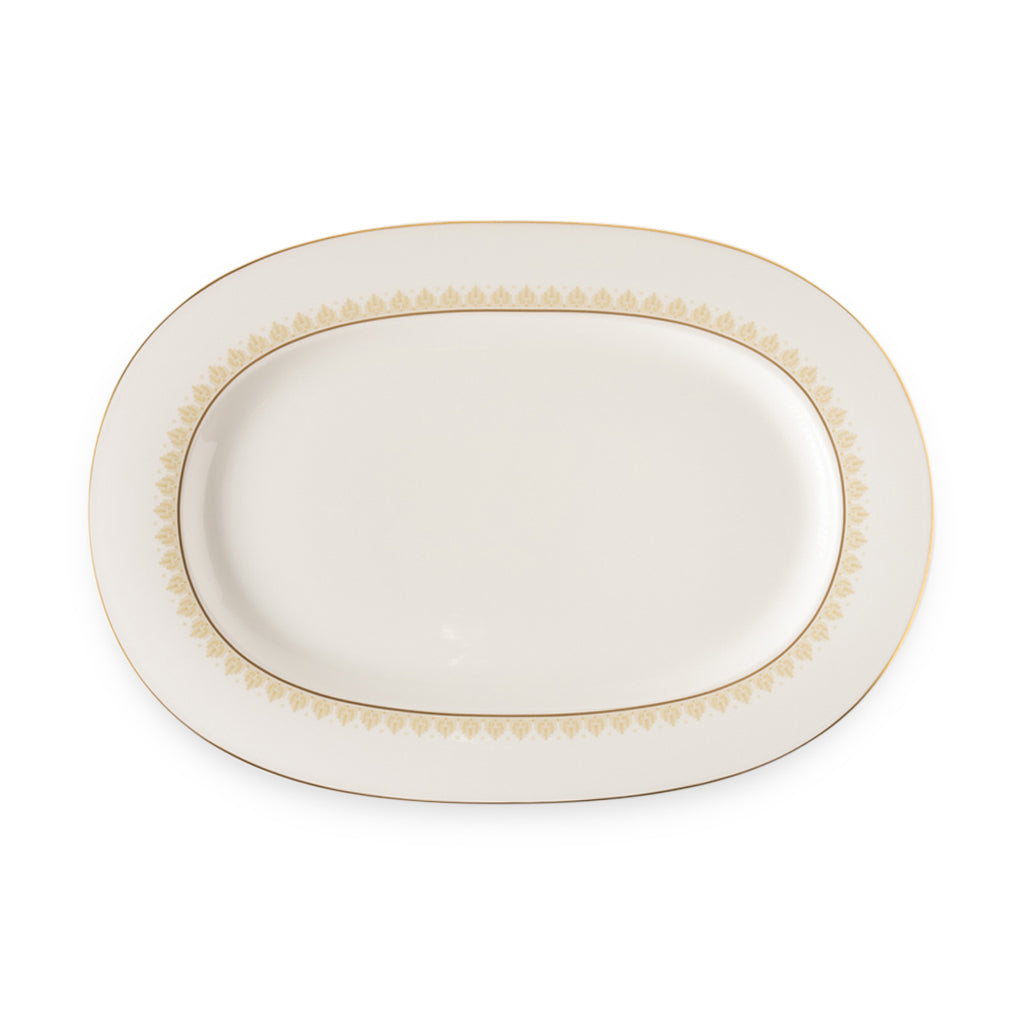 Geo Rose Beige &amp; Gold Oval Platter 34 cm