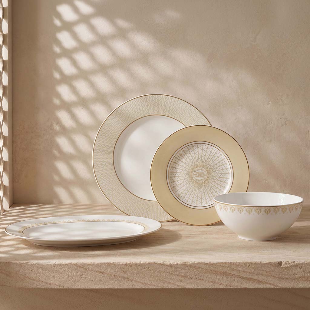 Geo Rose Beige &amp; Gold Salad Bowl 2.27 L