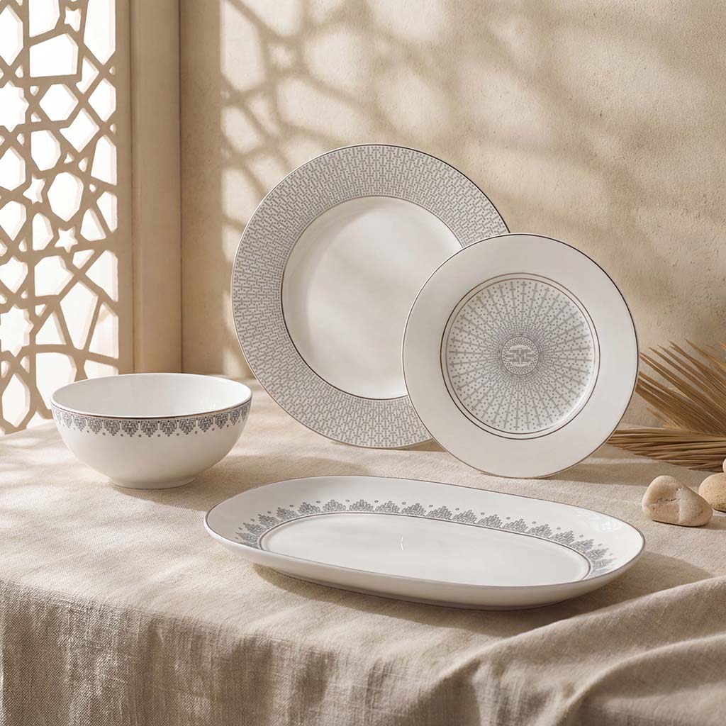 Geo Rose Grey &amp; Platinum Salad Bowl 2.27 L
