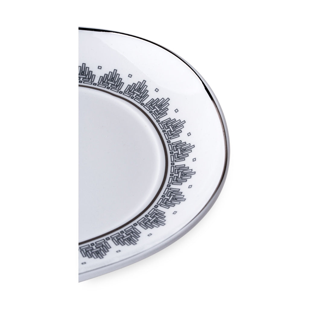 Geo Rose Grey &amp; Platinum Oval Pickle Dish 20cm