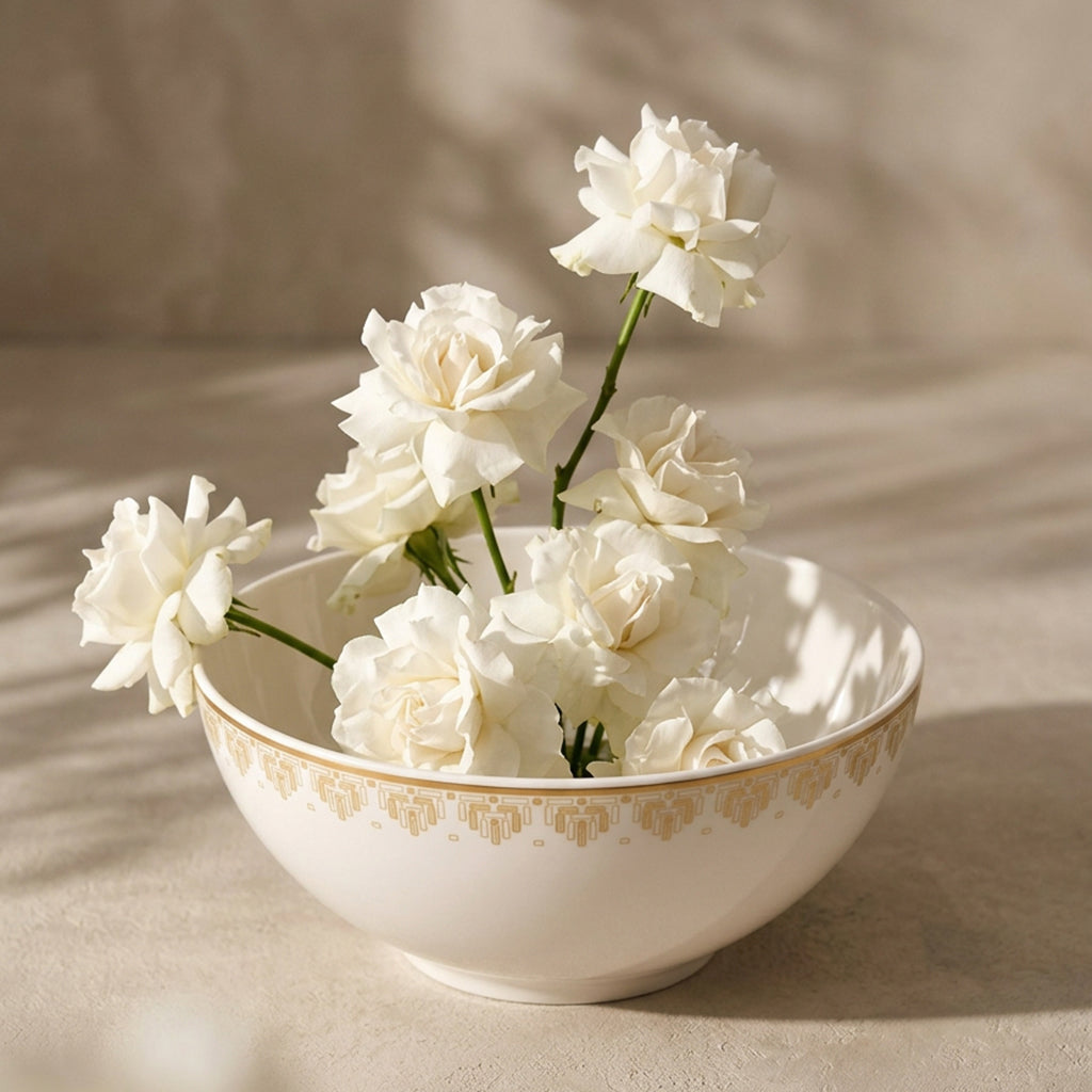 Geo Rose Beige &amp; Gold Individual Bowl 0.42 L