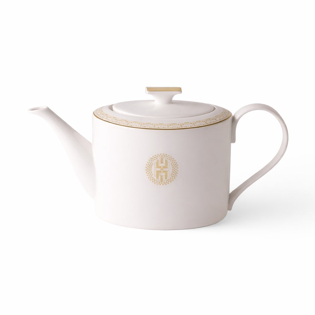 Geo Rose Beige &amp; Gold Coffee &amp; Tea Pot with Lid 1.2L