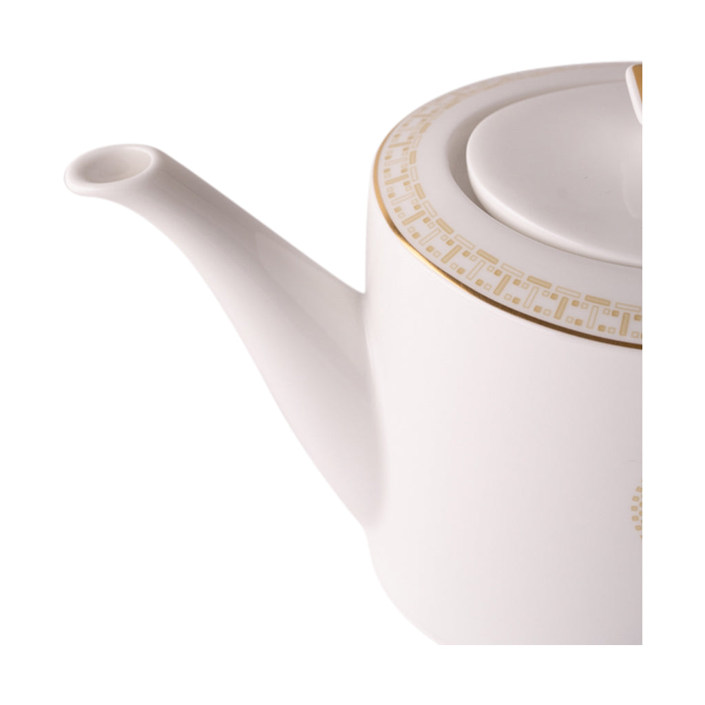 Geo Rose Beige &amp; Gold Coffee &amp; Tea Pot with Lid 1.2L